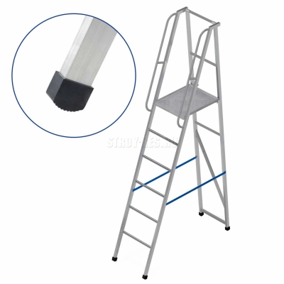 Лестница-платформа фиксированной высоты с резиновыми башмаками ЛПФВА Н=2,0-2