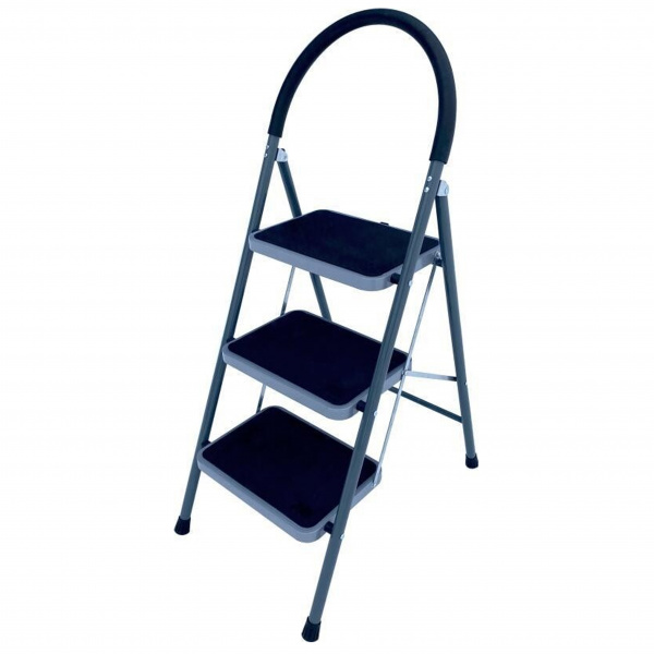 Стремянка-стул с широкими ступенями стальная, 3 ступени